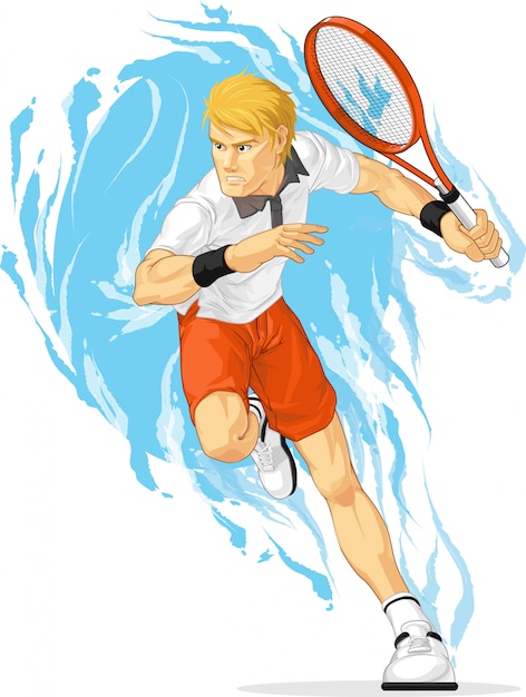 Tennis player holding racket