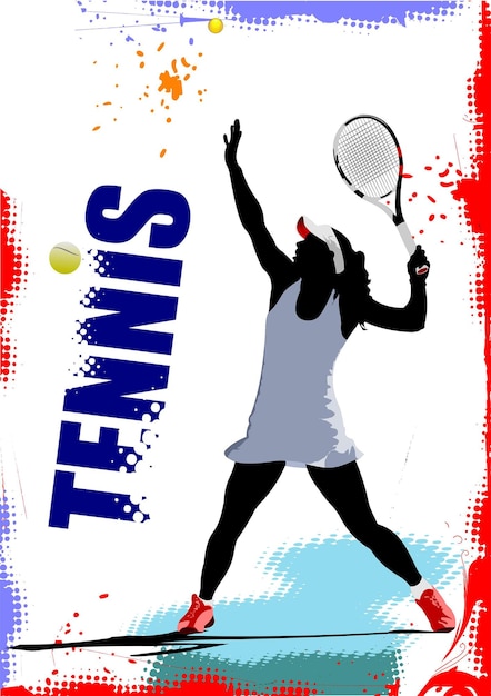 Tennis player poster Colored Vector illustration for designers