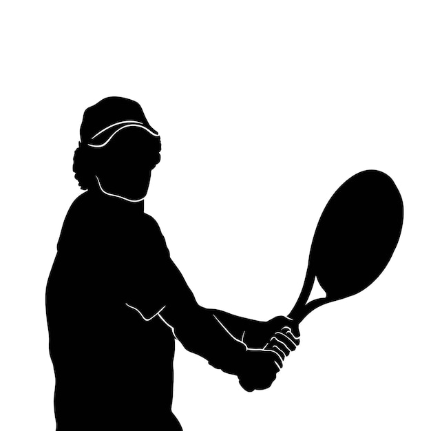 tennis player silhouette illustration isolated on white background