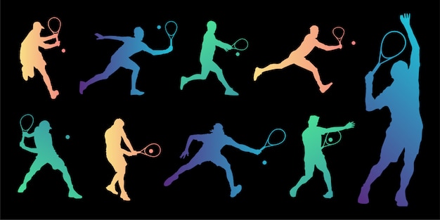 Tennis player silhouettes collection.