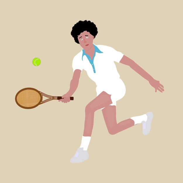 Vector tennis player vector illustration with racket and sword