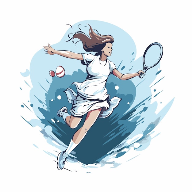 Tennis player Vector illustration of a woman tennis player with racket