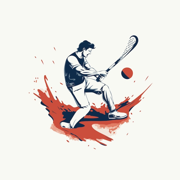 Tennis player with racket and ball vector illustration on white background