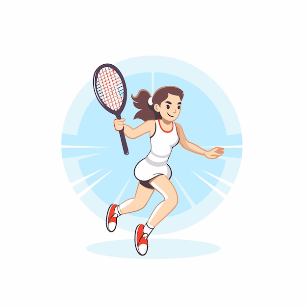 Tennis player with racket vector Illustration isolated on a white background