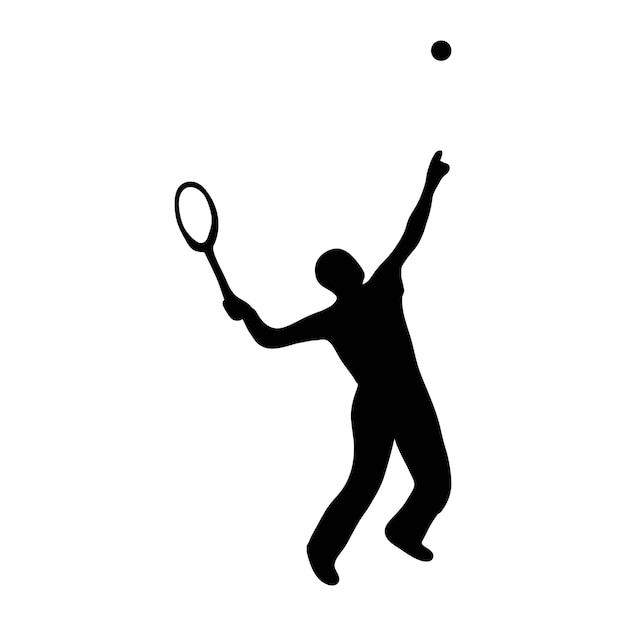 Tennis players silhouettes vector background concept with ink splashes