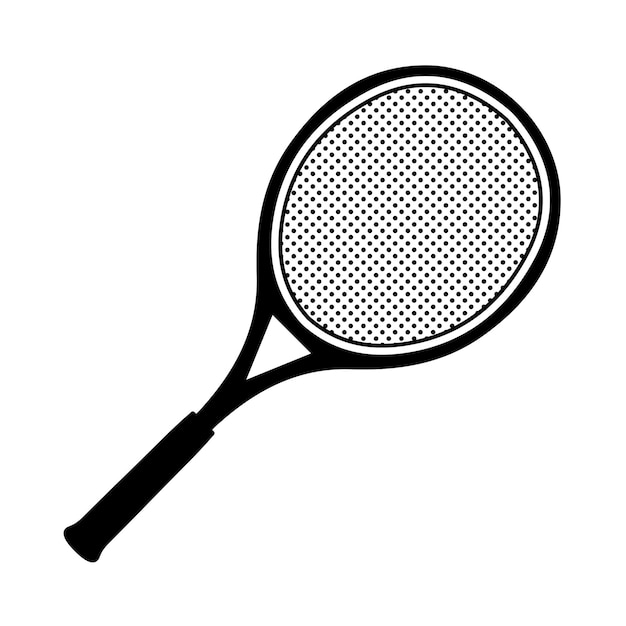 Теннисная ракетка черный значок Теннисная ракетка простой символ Векторная иллюстрация