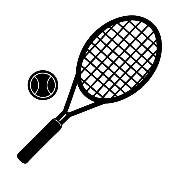 tennis racket hand drawn isolated vector silhouette
