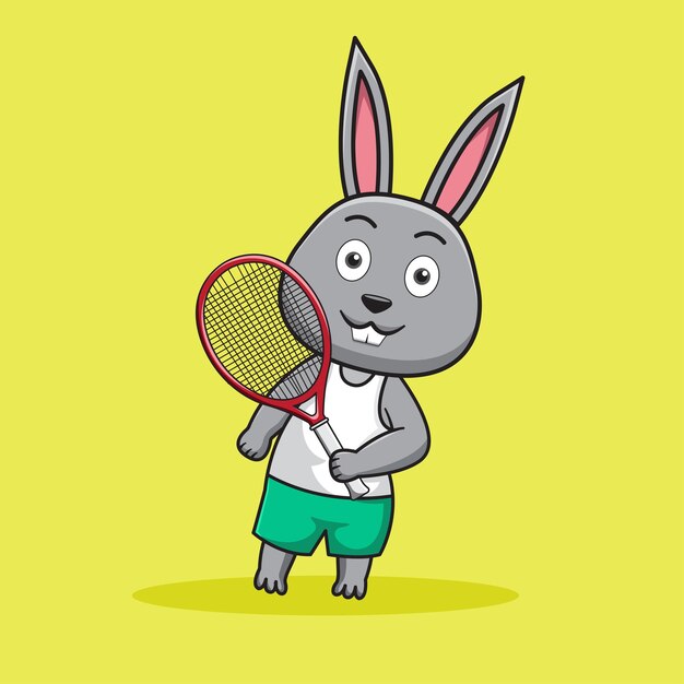 Tennis Racket holding cute bunny vector illustration