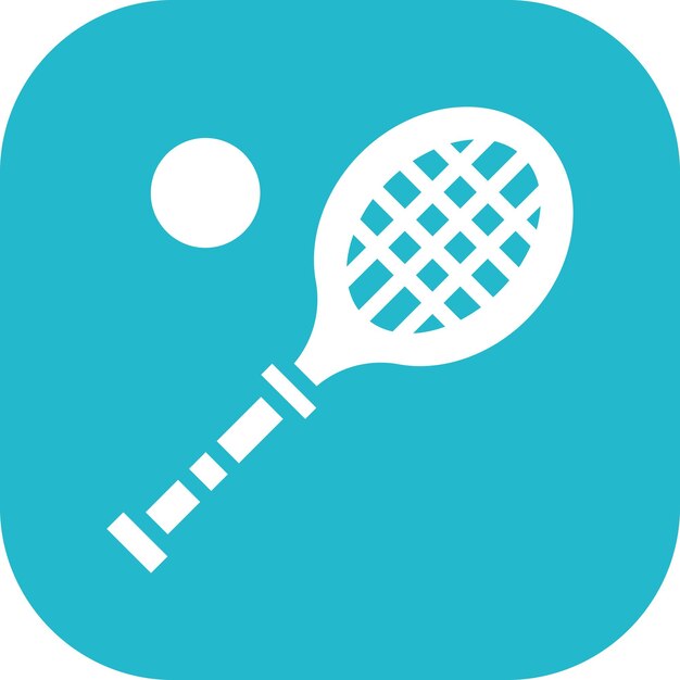 Vector a tennis racket with a blue background with a tennis ball in the center