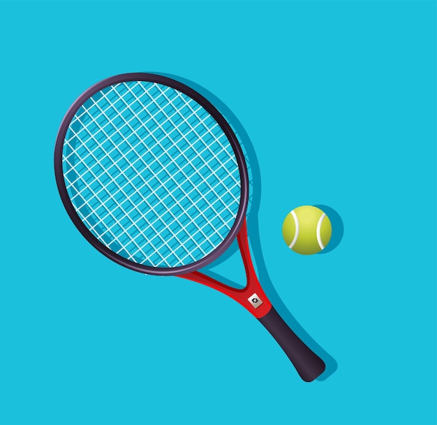 Vector tennis rackets and ball isolated vector illustration
