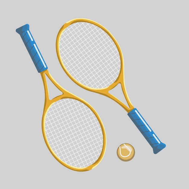 Racchette da tennis e pallina da tennis. illustrazione vettoriale.