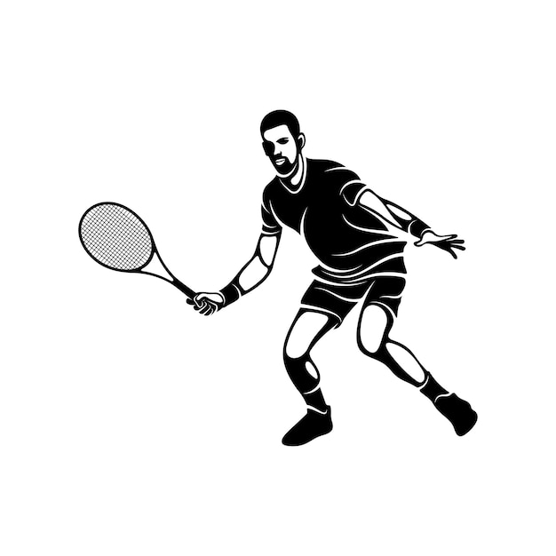 Tennis speler gestileerde logo vector sjabloon illustratie symbool silhouet ontwerp