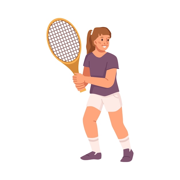 Tennis sport activity young girl play with rocket