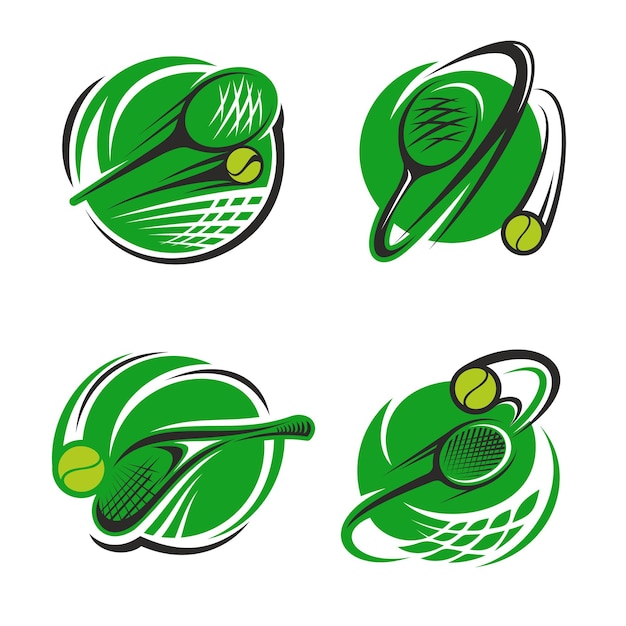 Vector tennis sport club bal en racket vector iconen