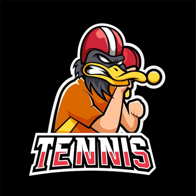 Logo della mascotte del gioco del tennis e dell'esportazione