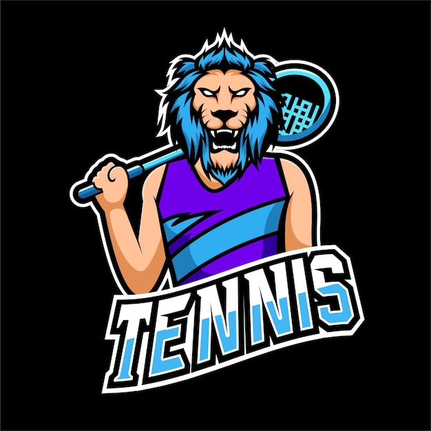 テニススポーツとeスポーツゲームのマスコットのロゴ
