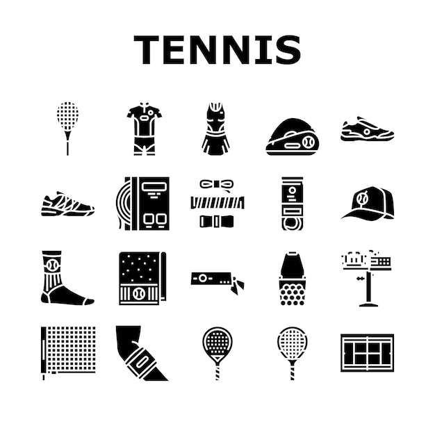 Tennis Sport Game Competition Icons Set Vector