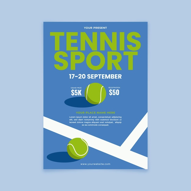 Illustrazione del modello del poster dello sport del tennis