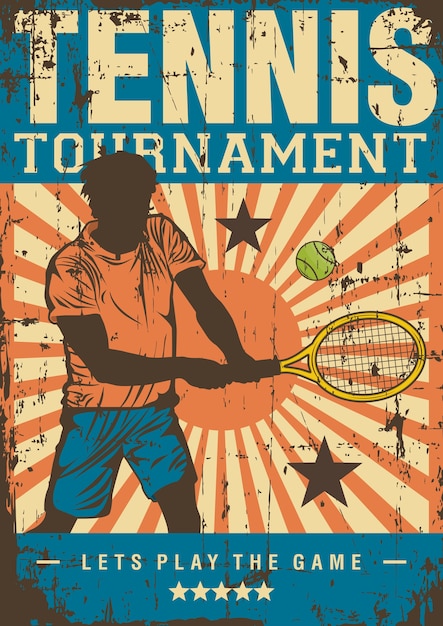 Vettore segnaletica per poster retrò di sport da tennis