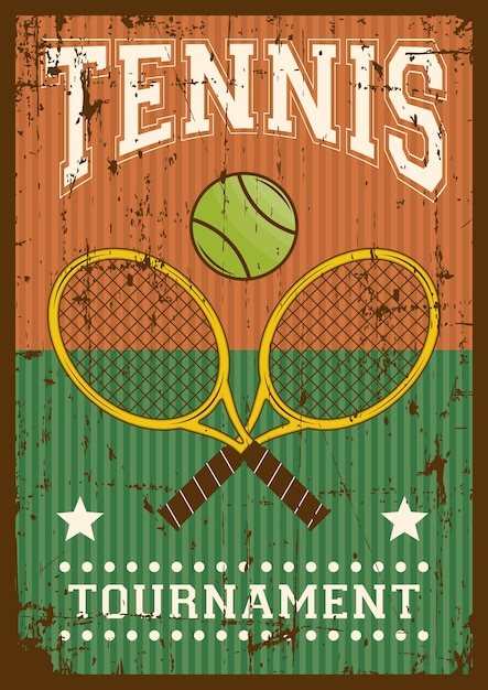 Vector tennis sport retro pop art poster signage