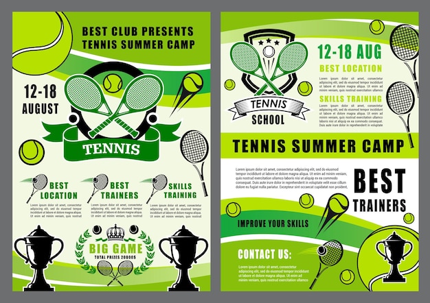 Vector tennis sport school camp game tournament