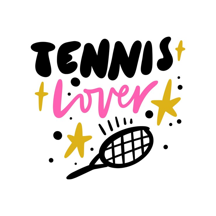 Vector テニス スポーツ ラケット装置フラット落書きベクトル ツールとレタリング。少女漫画の描き方