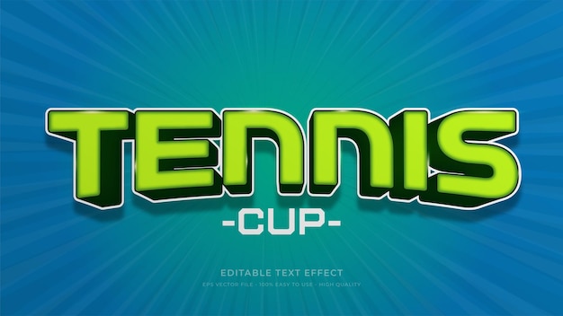 Tennis typografie bewerkbaar teksteffect