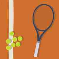 Vector tennis vector raket and ball on clay court