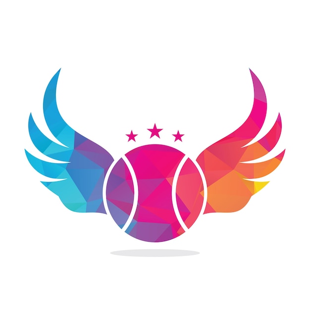 テニスと翼のベクトル図 テニス ボールの翼のロゴのベクトル