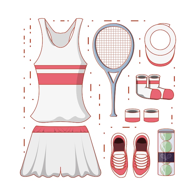 Vettore icona di abbigliamento da tennis donna