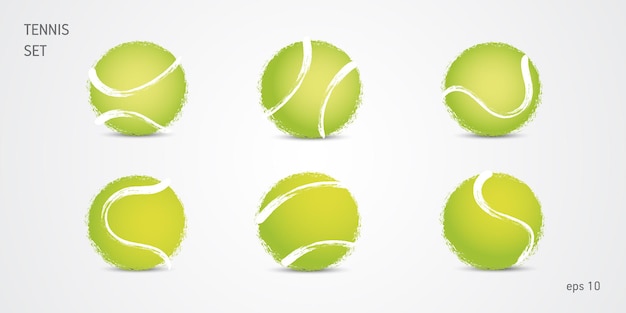 Tennisbal, grunge hand getrokken vector set