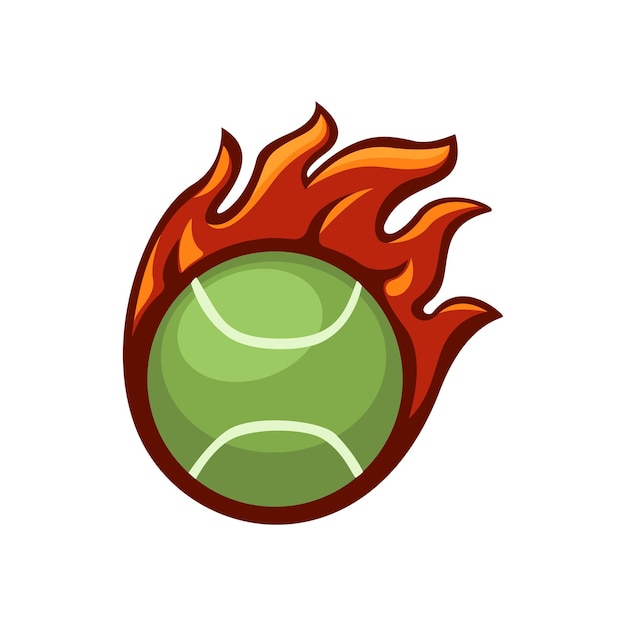 Tennisbal Vuur Sport Mascotte Logo Symbool cartoon illustratie vector