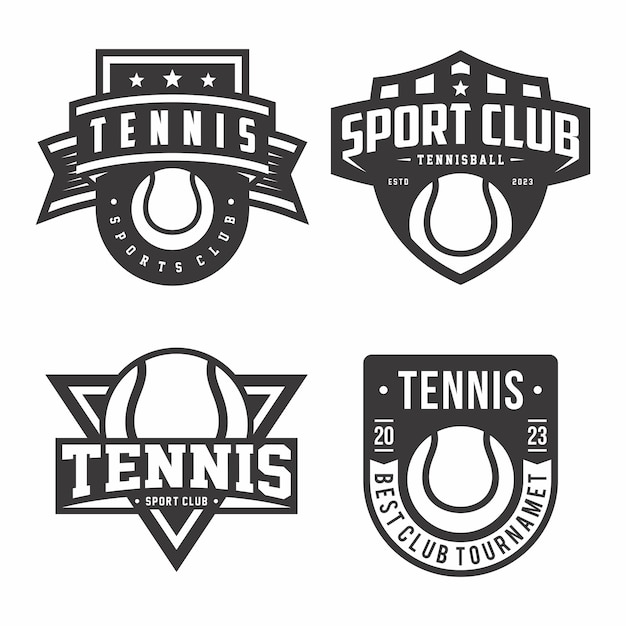 Vettore collezione del logo della palla da tennis set di emblemi collezioni del logo della palla da tennis badge template bundle