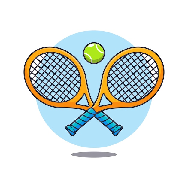 Tennisracket en bal cartoon vectorillustratie