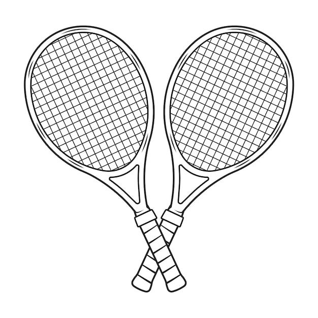 Tennisrackets gekruist contour vector illustratie tennis logo gekruist tennisrackets