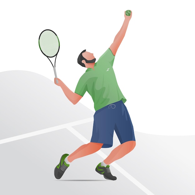 Vector tennisser in actieillustratie