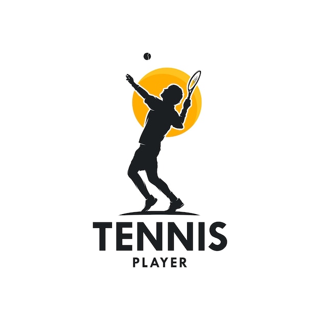 Tennisspeler gestileerd vector silhouet logo