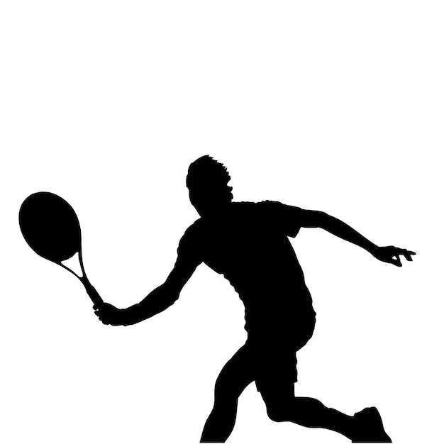 tennisspeler silhouet illustratie geïsoleerd op een witte achtergrond