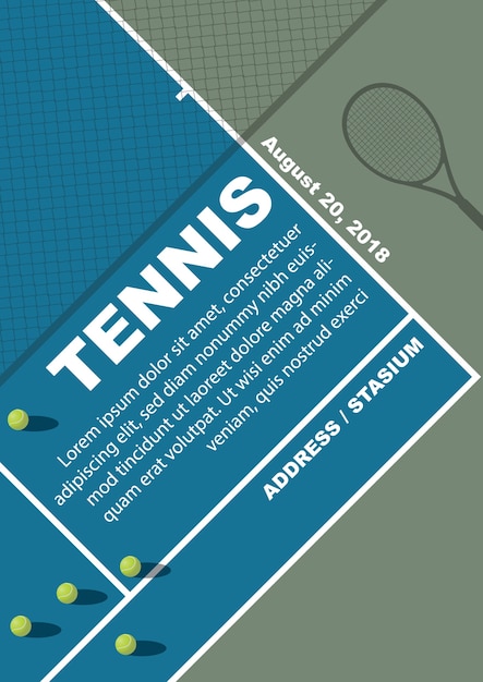 Tennistoernooi posterontwerp. vector sjabloon.