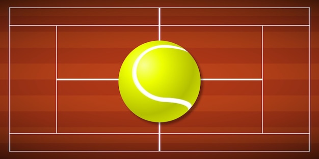 Tennisveld met een grote tennisbal
