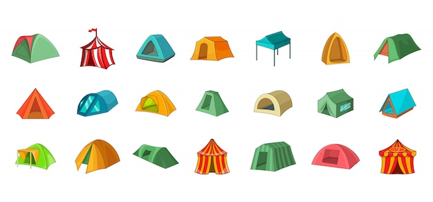 Tent element ingesteld. Cartoon set tent vectorelementen