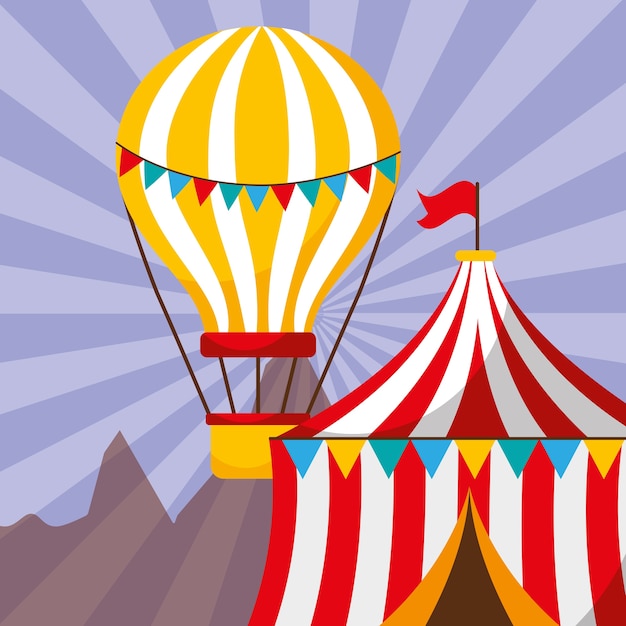 tent en heteluchtballon carnaval kermisfestival