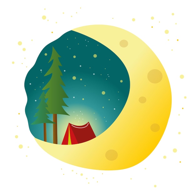 tent, forest and starry night