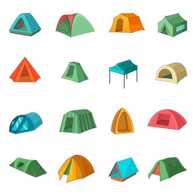 Tent forms icons set