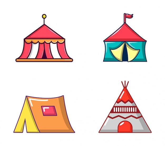 Tent icon set. Cartoon set of tent vector icons set isolated