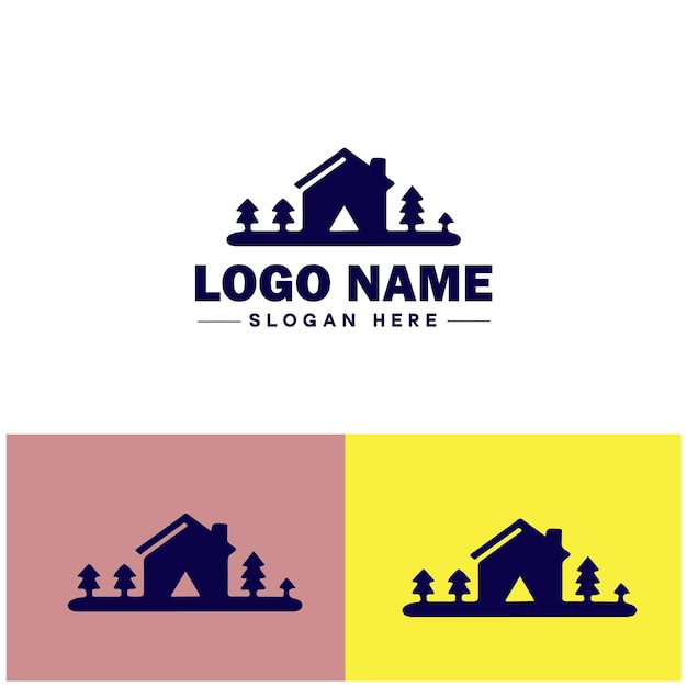 tent icon Shelter Canopy Awning platte logo teken symbool bewerkbare vector