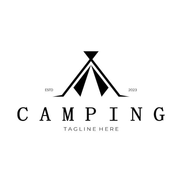 tent logo camping With tent tree and bonfire sign adventurers scouts climbers camping equipment