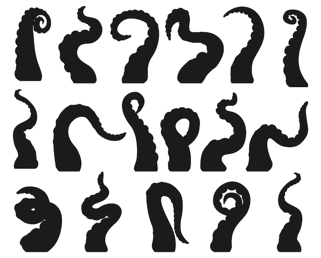 Vector tentacle octopus isolated vector silhouettes