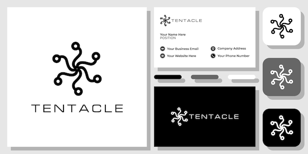 Tentacle symbol abstract legs technology nuances with business card template