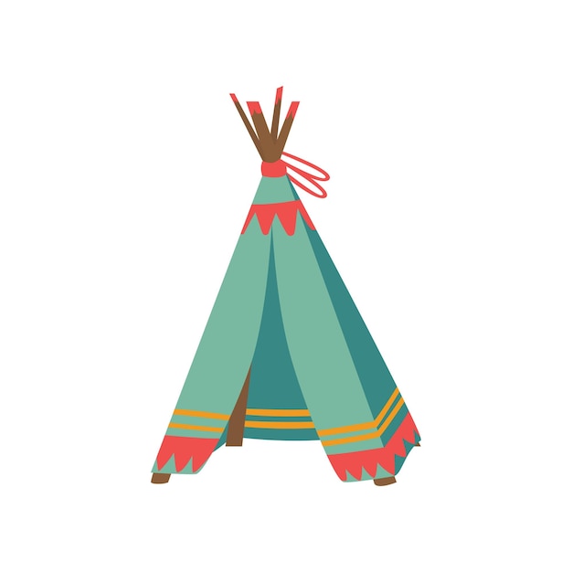 Tenda tepee per giochi per bambini capanna per bambino fumetto illustrazione su sfondo bianco